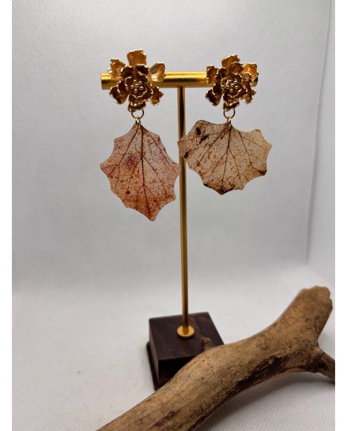 EDICIÓN LIMITADA pendientes de hoja natural esqueltizada