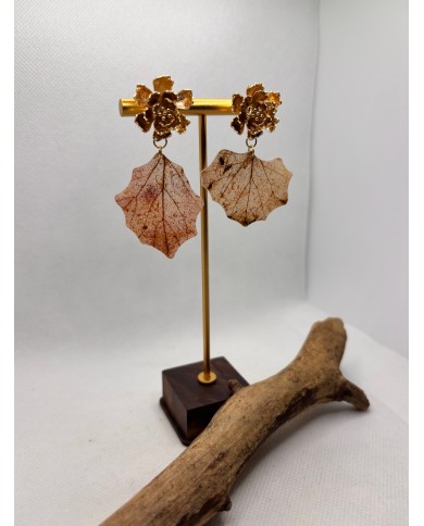 EDICIÓN LIMITADA pendientes de hoja natural esqueltizada