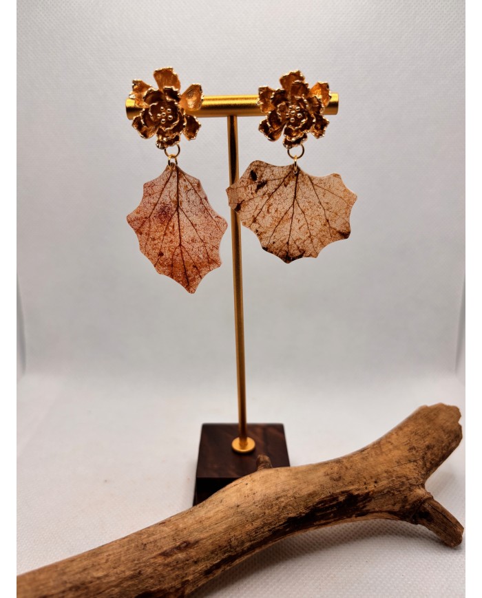 EDICIÓN LIMITADA pendientes de hoja natural esqueltizada