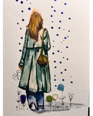 ILUSTRACIÓN acuarela pintada a mano con cristal marino