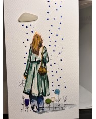 ILUSTRACIÓN acuarela pintada a mano con cristal marino