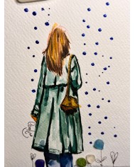 ILUSTRACIÓN acuarela pintada a mano con cristal marino