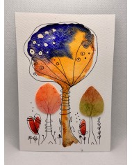 ILUSTRACIÓN acuarela pintada a mano con hoja natural