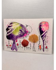 ILUSTRACIÓN acuarela pintada a mano con hoja natural.