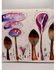 ILUSTRACIÓN acuarela pintada a mano con hoja natural