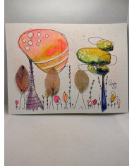 ILUSTRACIÓN acuarela pintada a mano con hoja natural