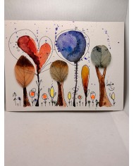 ILUSTRACIÓN acuarela pintada a mano y hoja natural