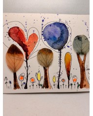 ILUSTRACIÓN acuarela pintada a mano con hoja natural