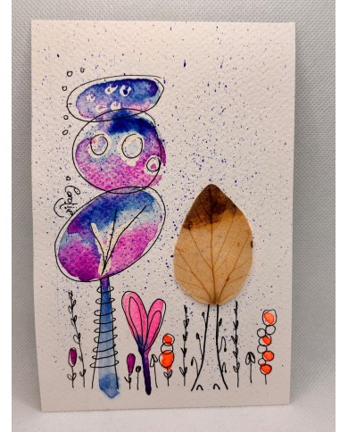 ILUSTRACIÓN acuarela pintada a mano y hoja natural