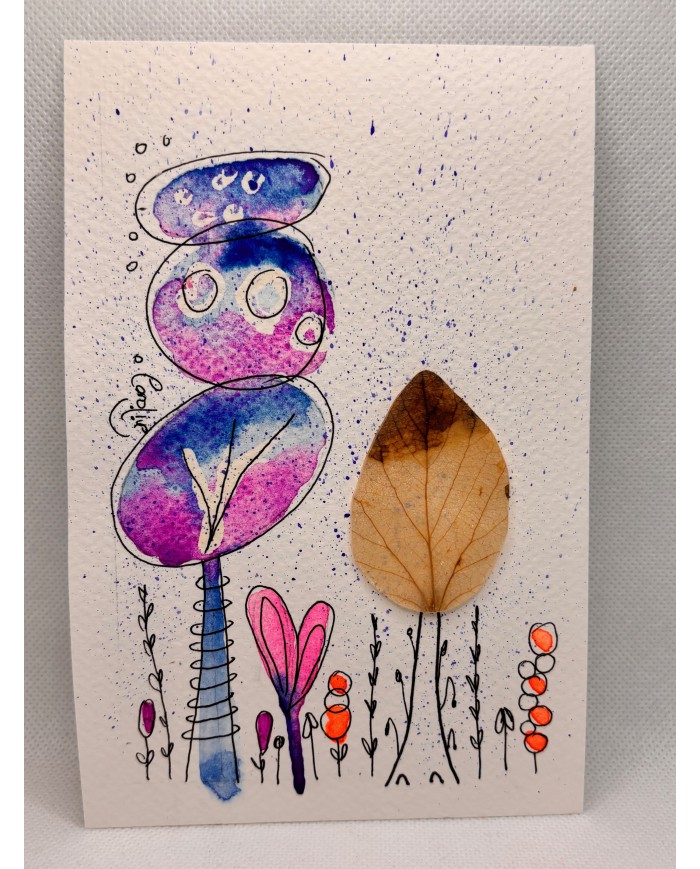 ILUSTRACIÓN acuarela pintada a mano y hoja natural