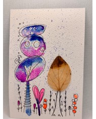 ILUSTRACIÓN acuarela pintada a mano y hoja natural