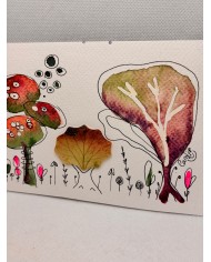 ILUSTRACIÓN acuarela pintada a mano con hoja natural