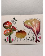 ILUSTRACIÓN acuarela pintada a mano con hoja natural