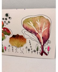 ILUSTRACIÓN acuarela pintada a mano con hoja natural