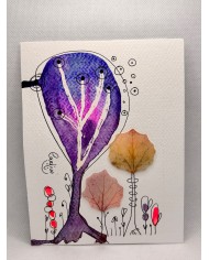 ILUSTRACIÓN acuarela pintada a mano con hoja natural