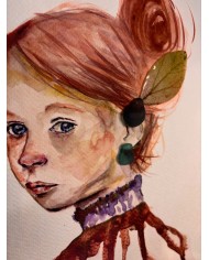 ILUSTRACIÓN acuarela pintada a mano con hoja natural.