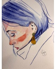 ILUSTRACIÓN acuarela pintada a mano con hoja natural.