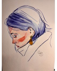 ILUSTRACIÓN acuarela pintada a mano con hoja natural.