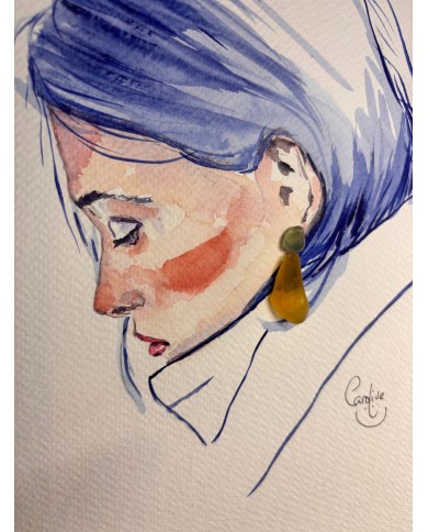 ILUSTRACIÓN acuarela pintada a mano con hoja natural.