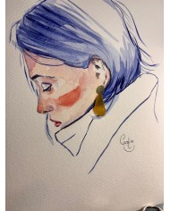 ILUSTRACIÓN acuarela pintada a mano con hoja natural.