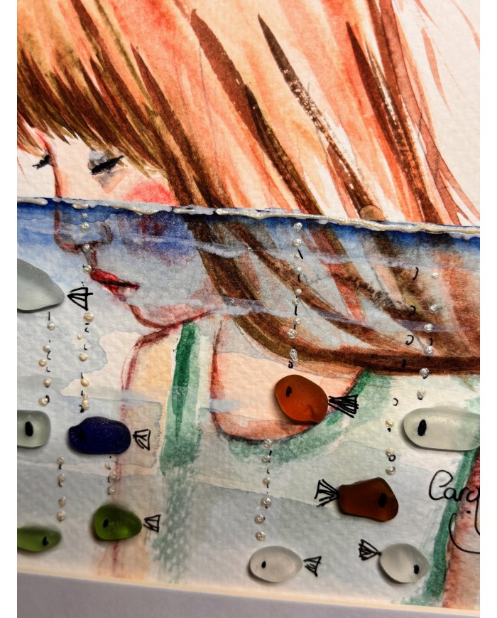 ILUSTRACIÓN acuarela con cristal  marino.