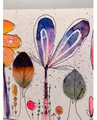 ILUSTRACIÓN acuarela pintada a mano con hoja natural