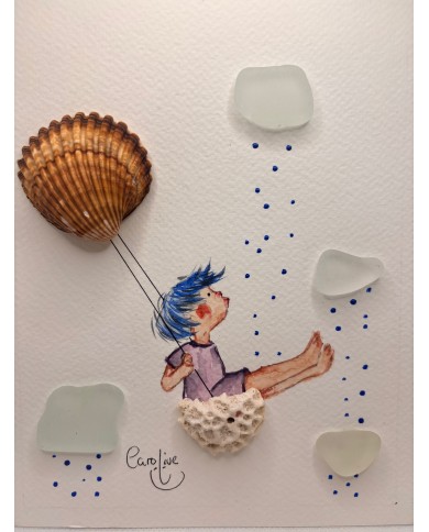 ILUSTRACÍN acuarela pintada a mano con cristal marino