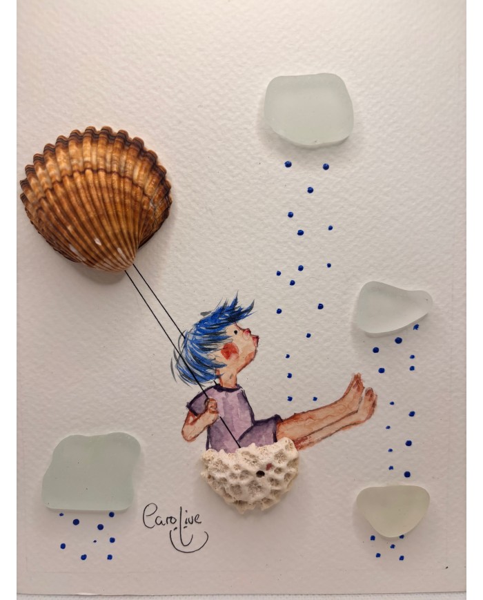 ILUSTRACÍN acuarela pintada a mano con cristal marino