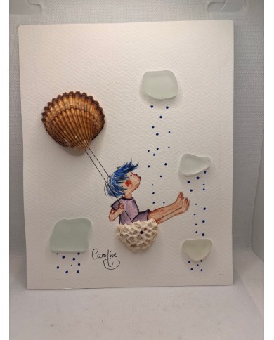 ILUSTRACÍN acuarela pintada a mano con cristal marino