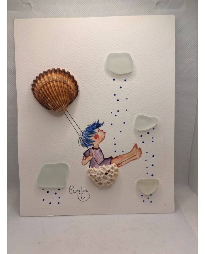 ILUSTRACÍN acuarela pintada a mano con cristal marino