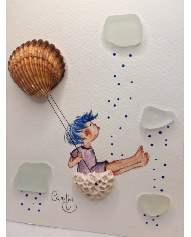 ILUSTRACÍN acuarela pintada a mano con cristal marino