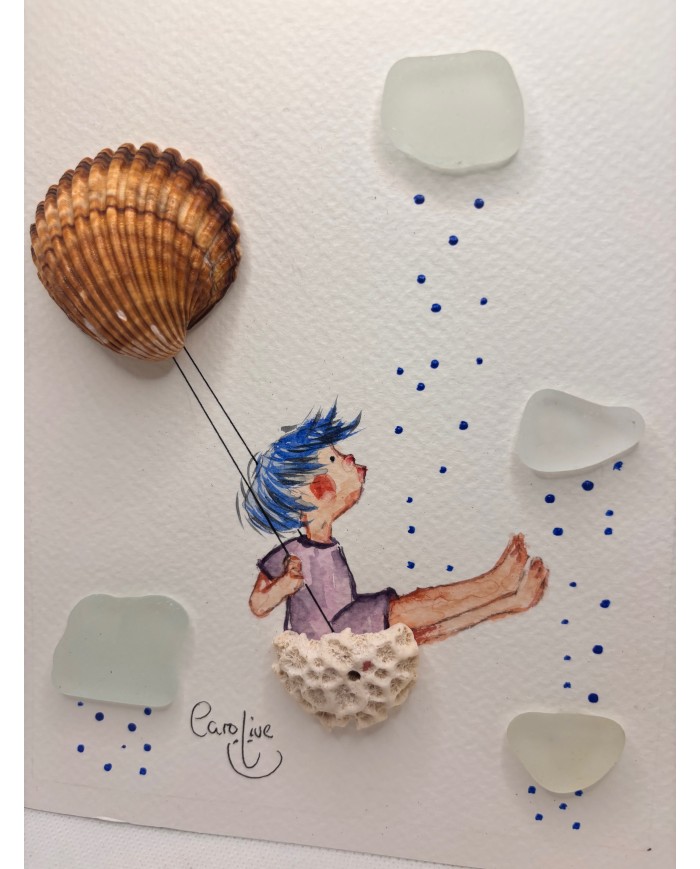 ILUSTRACÍN acuarela pintada a mano con cristal marino