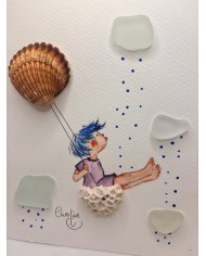 ILUSTRACÍN acuarela pintada a mano con cristal marino