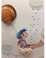 ILUSTRACÍN acuarela pintada a mano con cristal marino