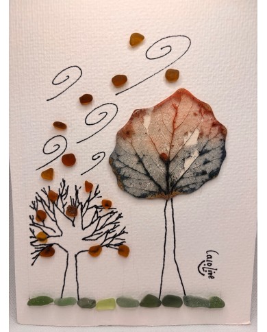 ILUSTRACIÓN acuarela pintada a mano con hoja natural