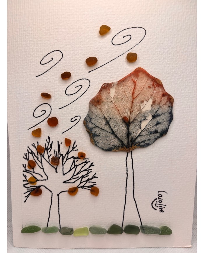 ILUSTRACIÓN acuarela pintada a mano con hoja natural