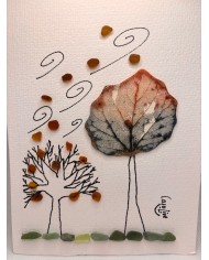 ILUSTRACIÓN acuarela pintada a mano con hoja natural