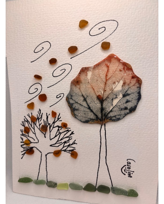 ILUSTRACIÓN acuarela pintada a mano con hoja natural