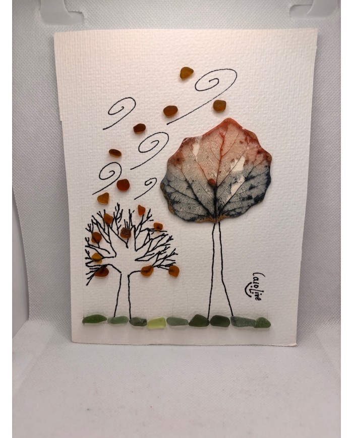 ILUSTRACIÓN acuarela pintada a mano con hoja natural