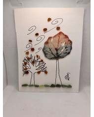 ILUSTRACIÓN acuarela pintada a mano con hoja natural