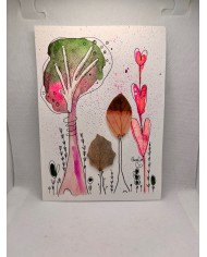 ILUSTRACIÓN acuarela pintada a mano con hoja natural