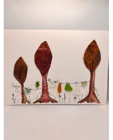 ILUSTRACIÓN acuarela pintada a mano con hoja natural