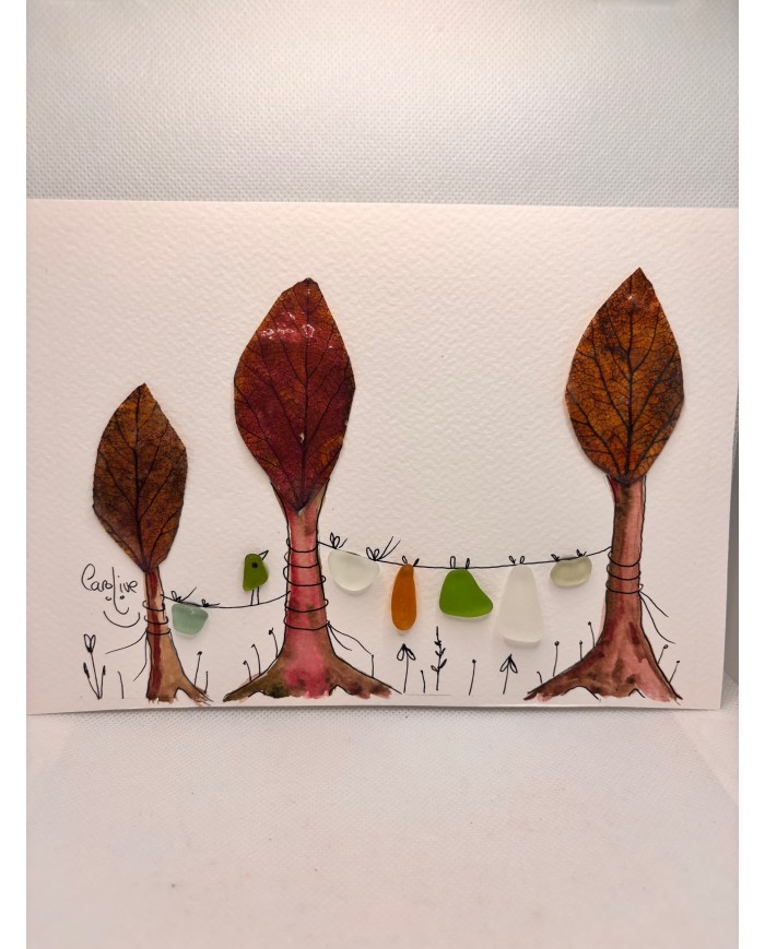 ILUSTRACIÓN acuarela pintada a mano con hoja natural