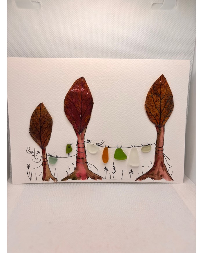 ILUSTRACIÓN acuarela pintada a mano con hoja natural