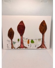 ILUSTRACIÓN acuarela pintada a mano con hoja natural