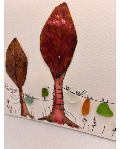 ILUSTRACIÓN acuarela pintada a mano con hoja natural