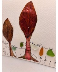 ILUSTRACIÓN acuarela pintada a mano con hoja natural