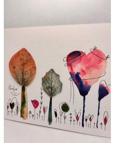 ILUSTRACIÓN acuarela pintada a mano con hoja natural