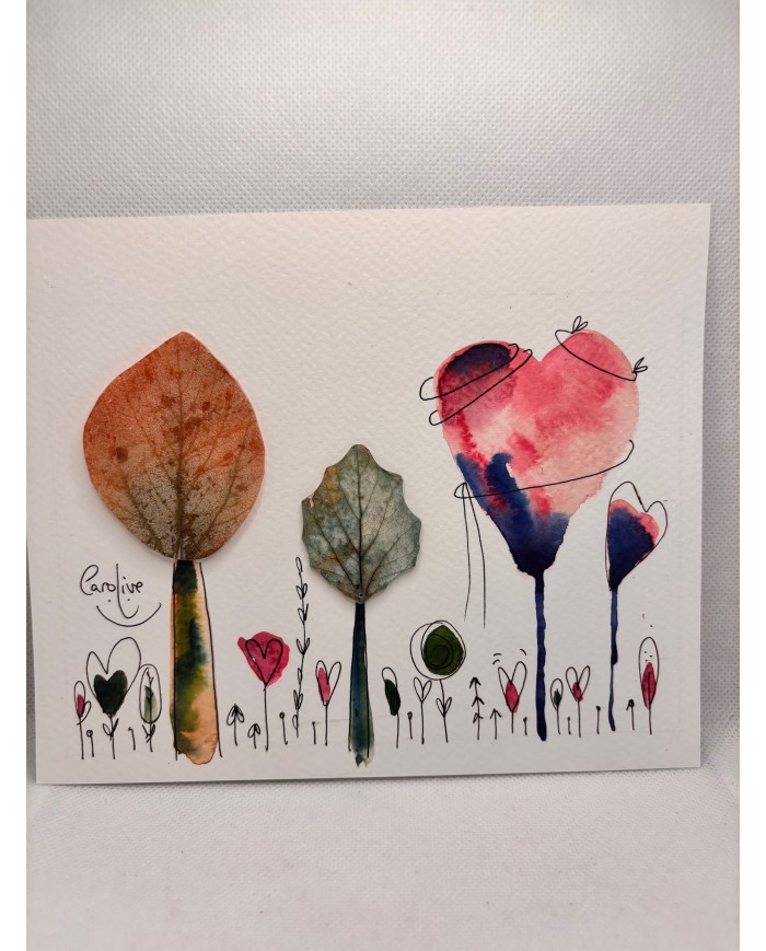 ILUSTRACIÓN acuarela pintada a mano con hoja natural