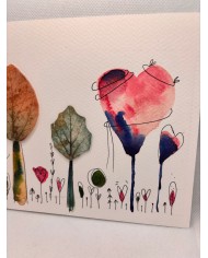 ILUSTRACIÓN acuarela pintada a mano con hoja natural